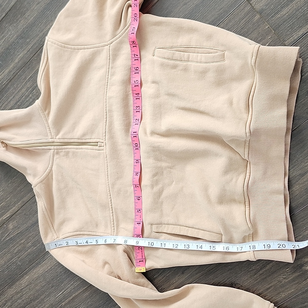 Zyia tan half zip pullover sweater with front pockets slightly crop style size S - Picture 7 of 8